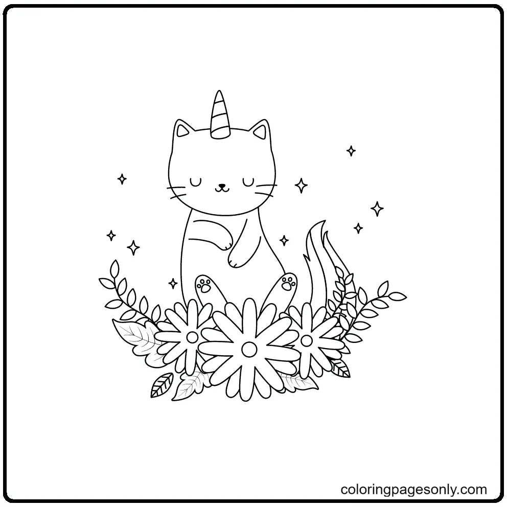 Unicorn Cat Coloring Pages 71