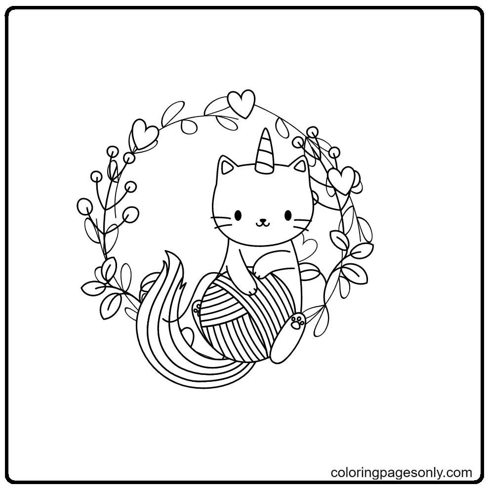 Unicorn Cat Coloring Pages 76