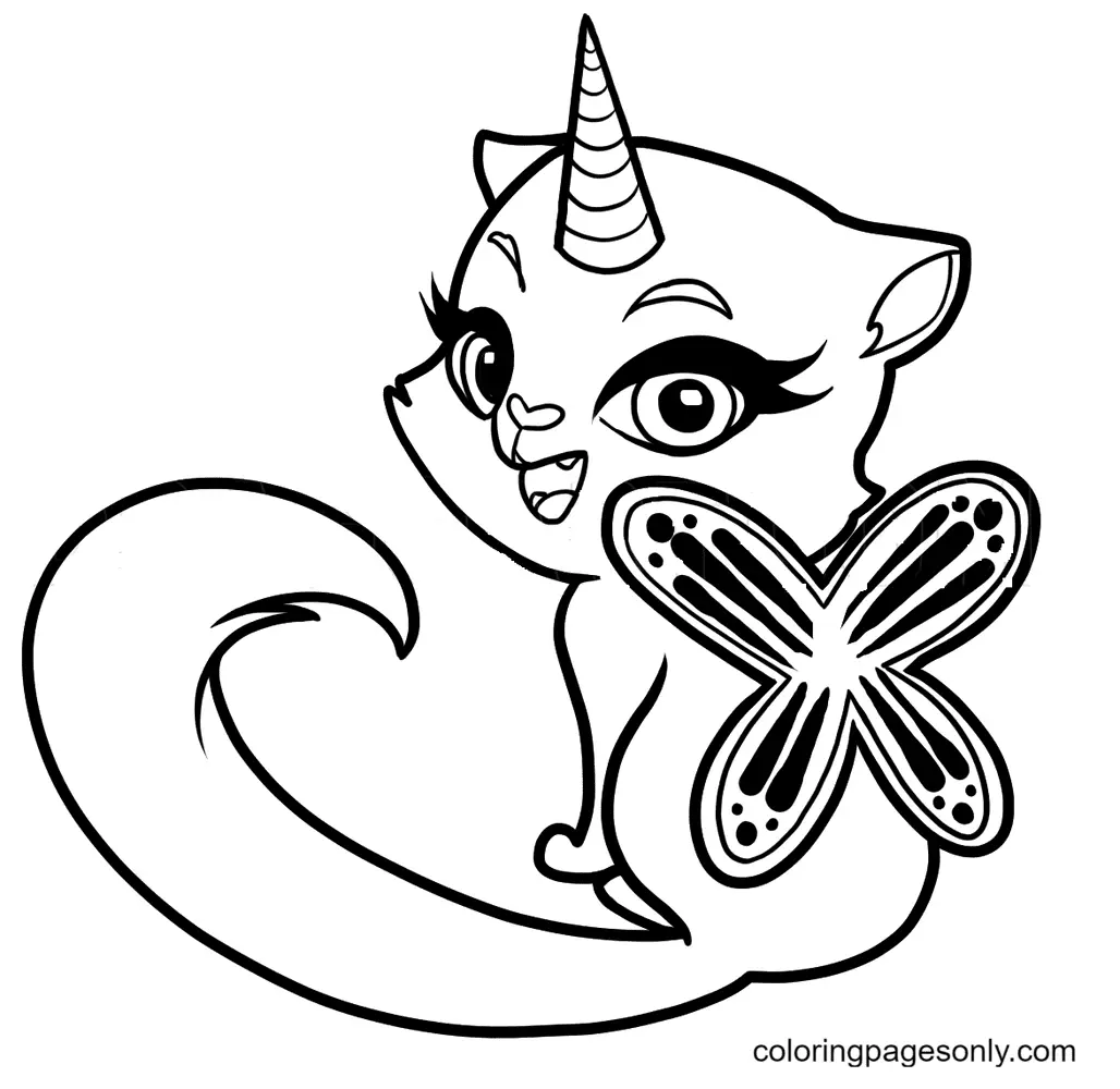 Desenhos de Gato Unicornio Para Colorir 8