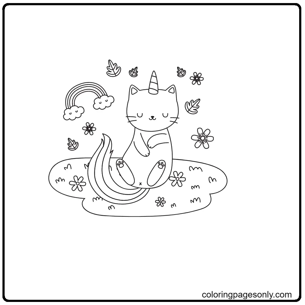 Unicorn Cat Coloring Pages 87