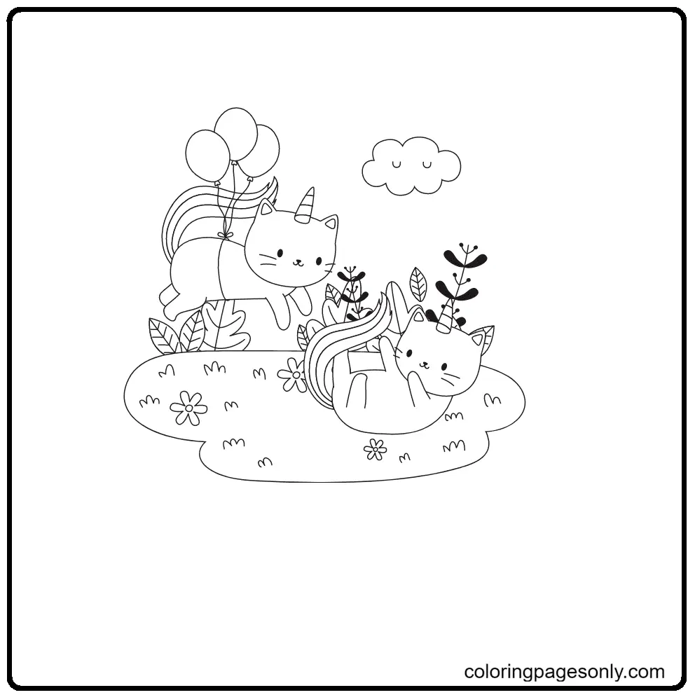 Unicorn Cat Coloring Pages 92