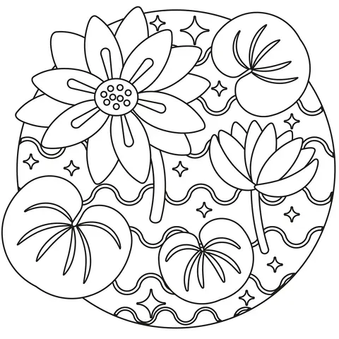 Water lily Coloring Pages 17
