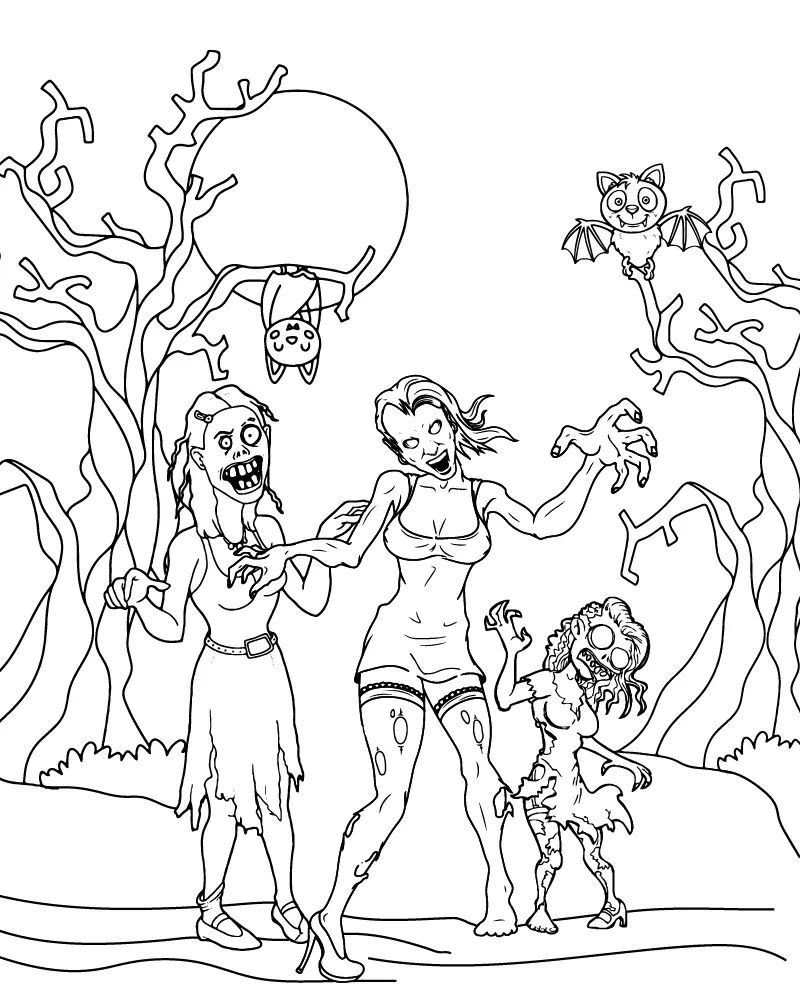 Zombie Girl Coloring Pages 15