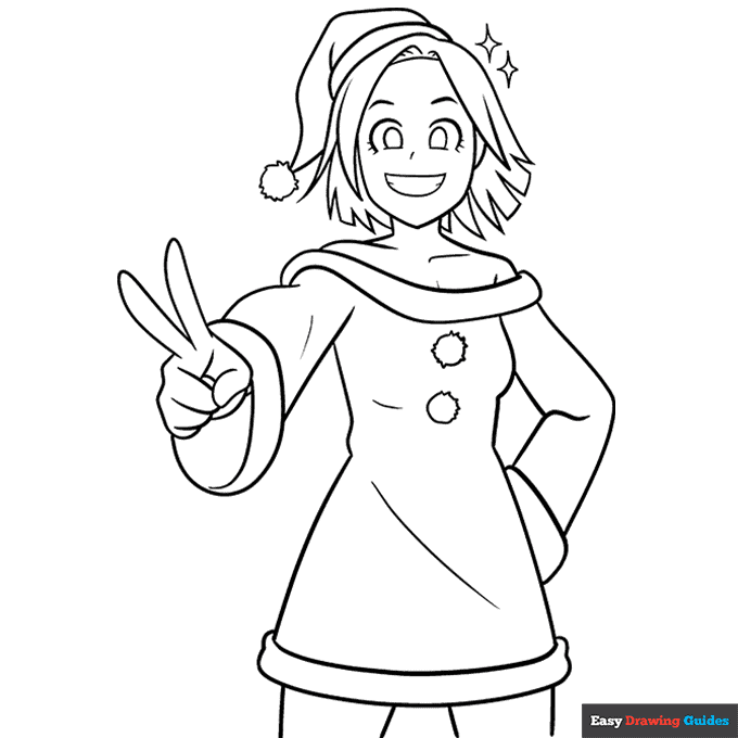 Christmas Anime Coloring Pages Printable for Free Download