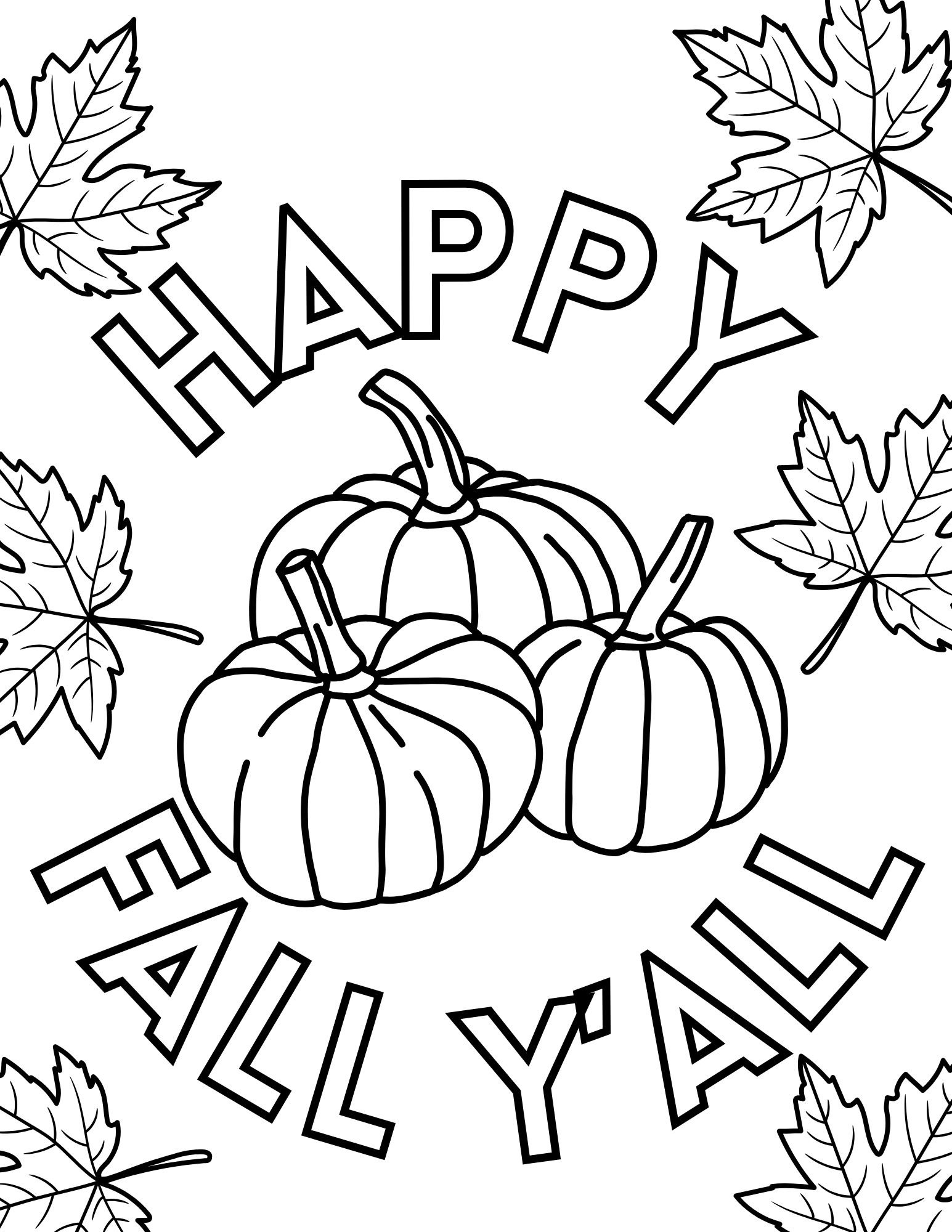 Happy Fall Coloring Pages Printable for Free Download