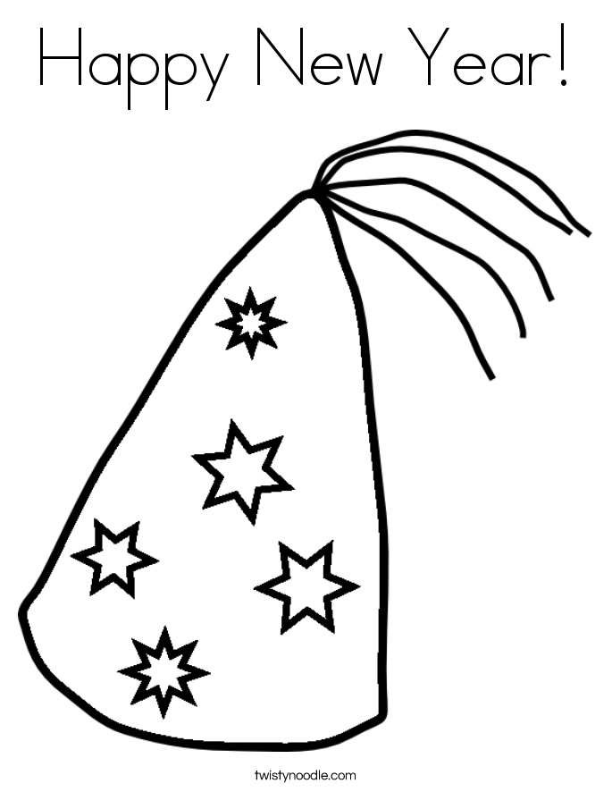 Happy New Year Hat Coloring Pages Printable for Free Download