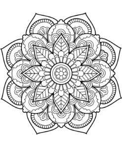 Flowers Coloring Pages for Adults Mandala Red Rose by ROMAN