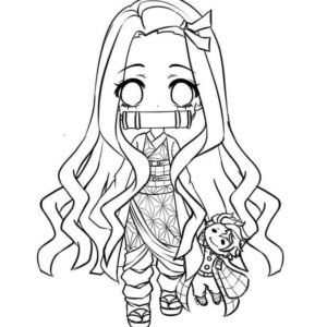 Desenhos para colorir fofos de Chibi Tanjiro - Desenhos para