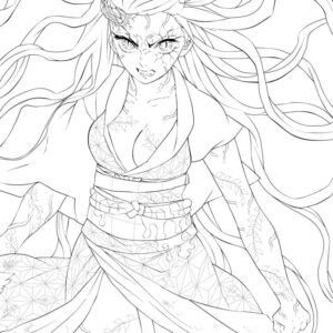 Anime Coloring Page Of Tanjiro And Nezuko (Demon Slayer)