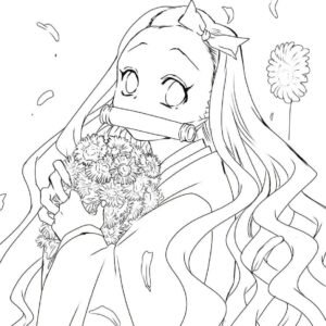 Nezuko Colouring Pages Printable for Free Download