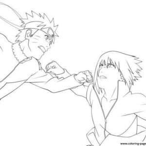 5 coloring pages with Naruto and Sasuke - Naruto Hokage