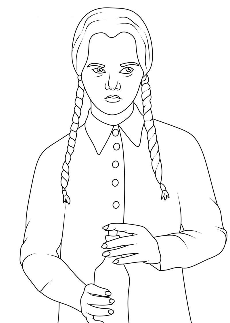 Desenhos de Wandinha Addams Para Colorir e Imprimir - Pintar Grátis Online