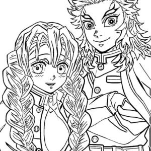 Demon Slayer Squad Coloring Page · Creative Fabrica