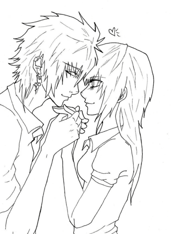 Anime Couple Coloring Pages Printable for Free Download