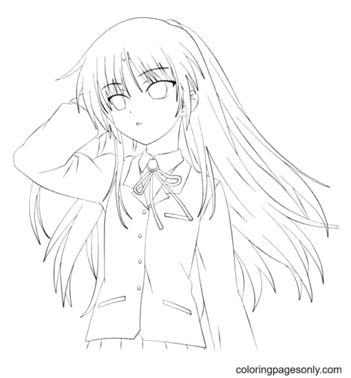 Long Hair Anime Girl Coloring Pages Printable for Free Download