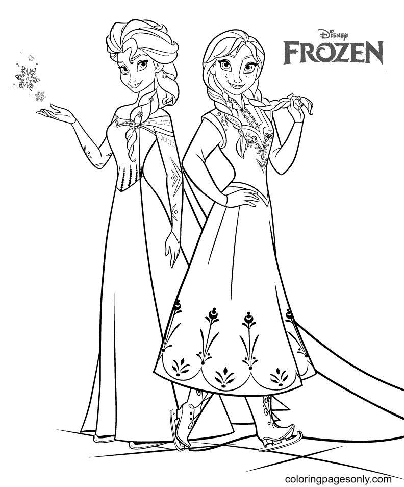 Elsa Anna Olaf Coloring Pages for Girls, Frozen Cartoon Coloring