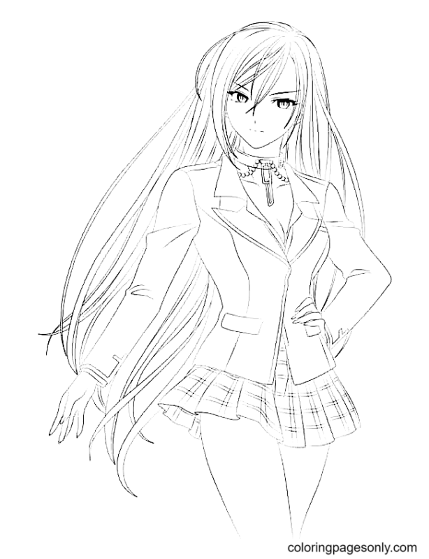 Long Hair Anime Girl Coloring Pages Printable for Free Download