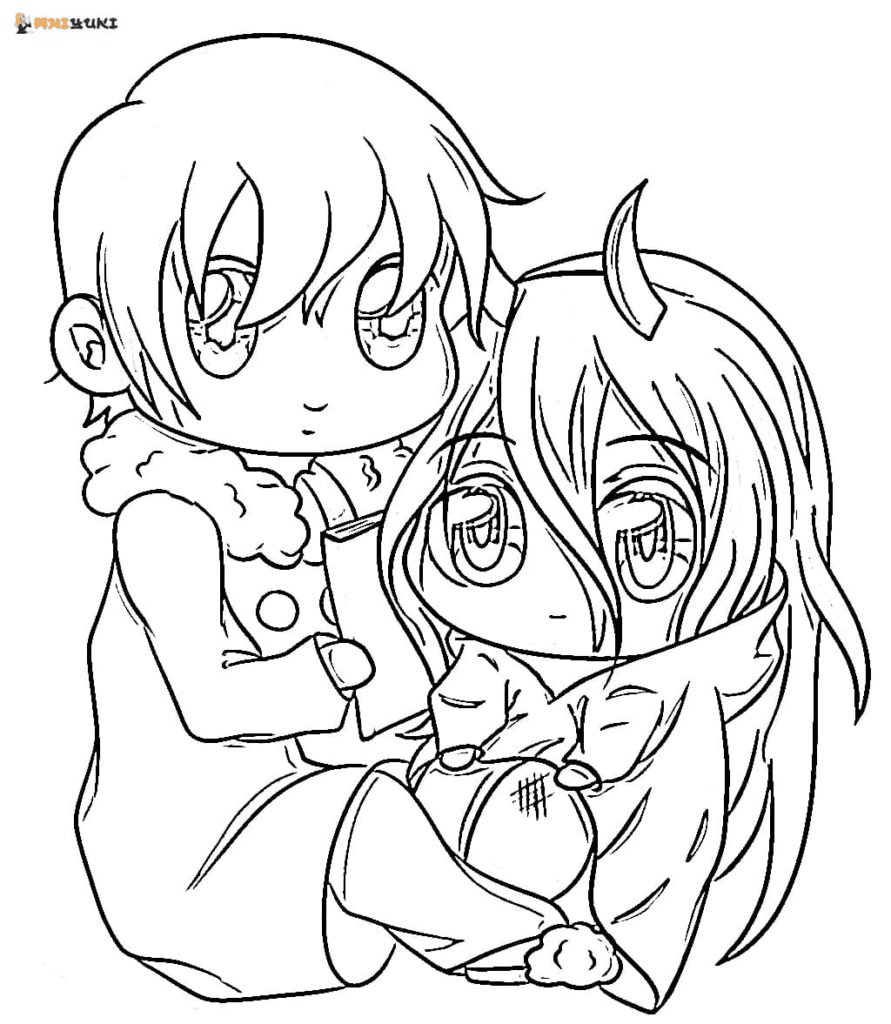 Anime Chibi Couple Coloring Pages