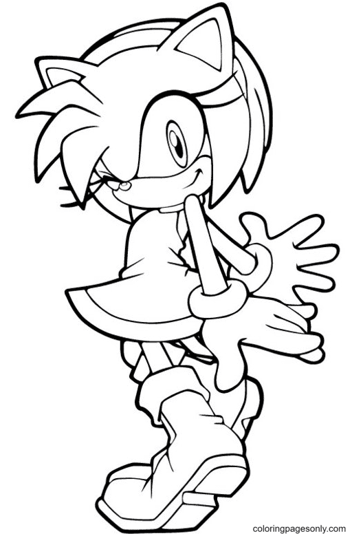 Amy Rose and Sonic Coloring Page - Free Printable Coloring Pages for Kids