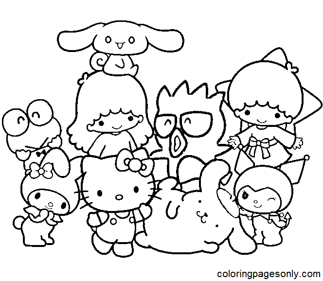 Sanrio Coloring Pages  Hello kitty colouring pages, Cartoon