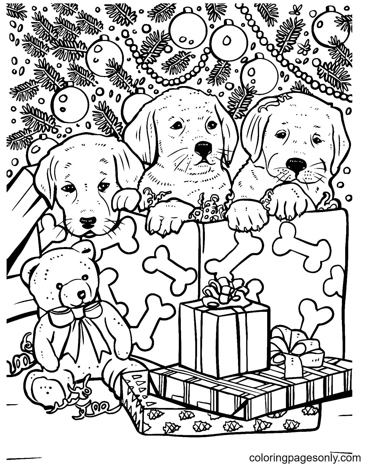 Christmas Animals Coloring Pages Printable for Free Download