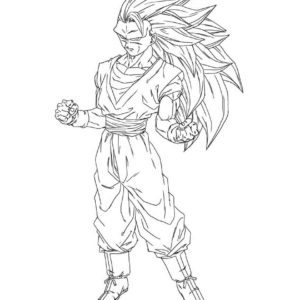 Songoku Super Saiyajin - 3 - Dragon Ball Kids Coloring Pages