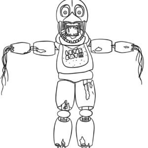 Withered Chica FNAF Coloring Page for Kids - Free Five Nights at