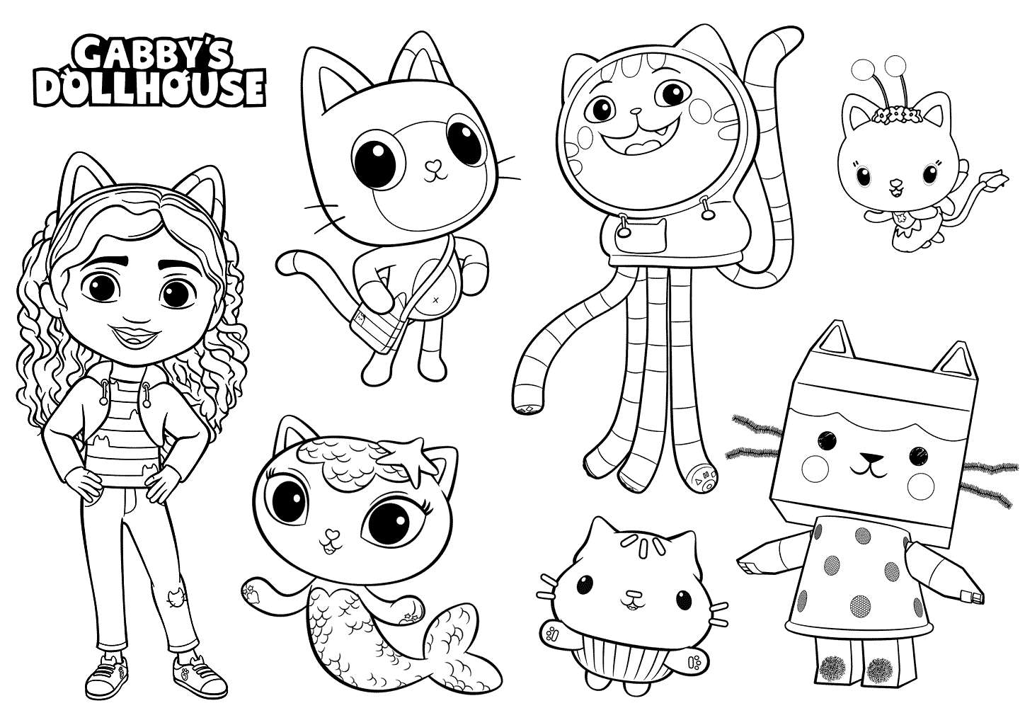 Gabby Dollhouse Coloring Pages grátis e fáceis para crianças