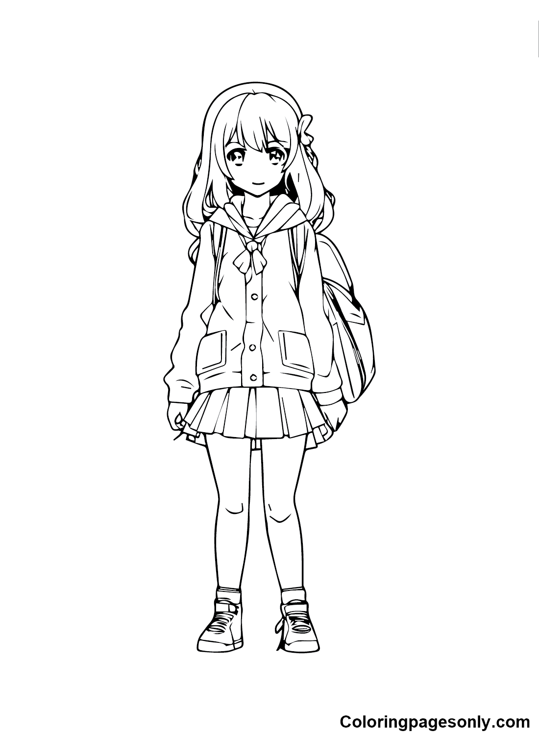 Anime Girl Coloring Pages Printable for Free Download