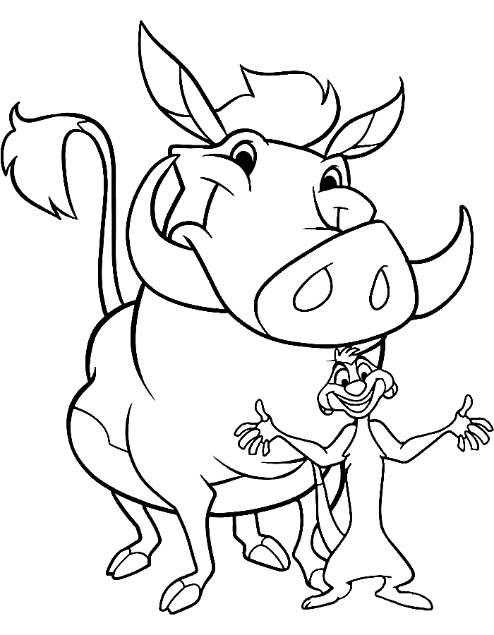 Timon and Pumbaa Coloring Pages Printable for Free Download