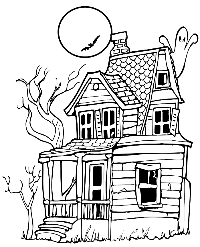 Haunted House Coloring Pages Printable for Free Download