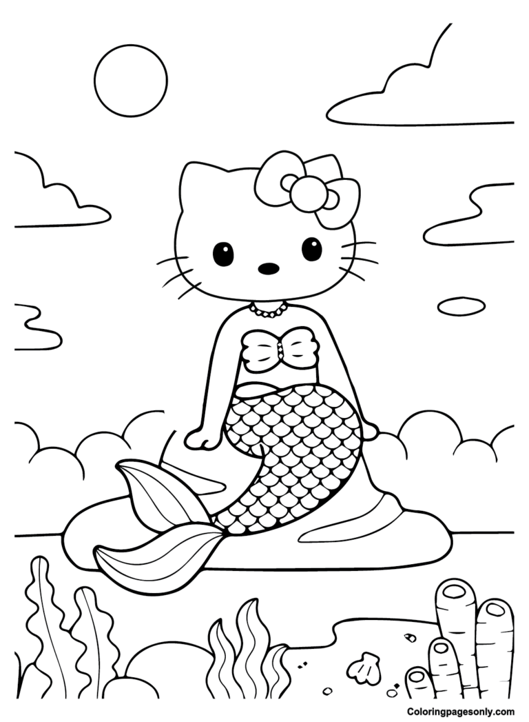 Hello Kitty Mermaid Coloring Pages Printable for Free Download