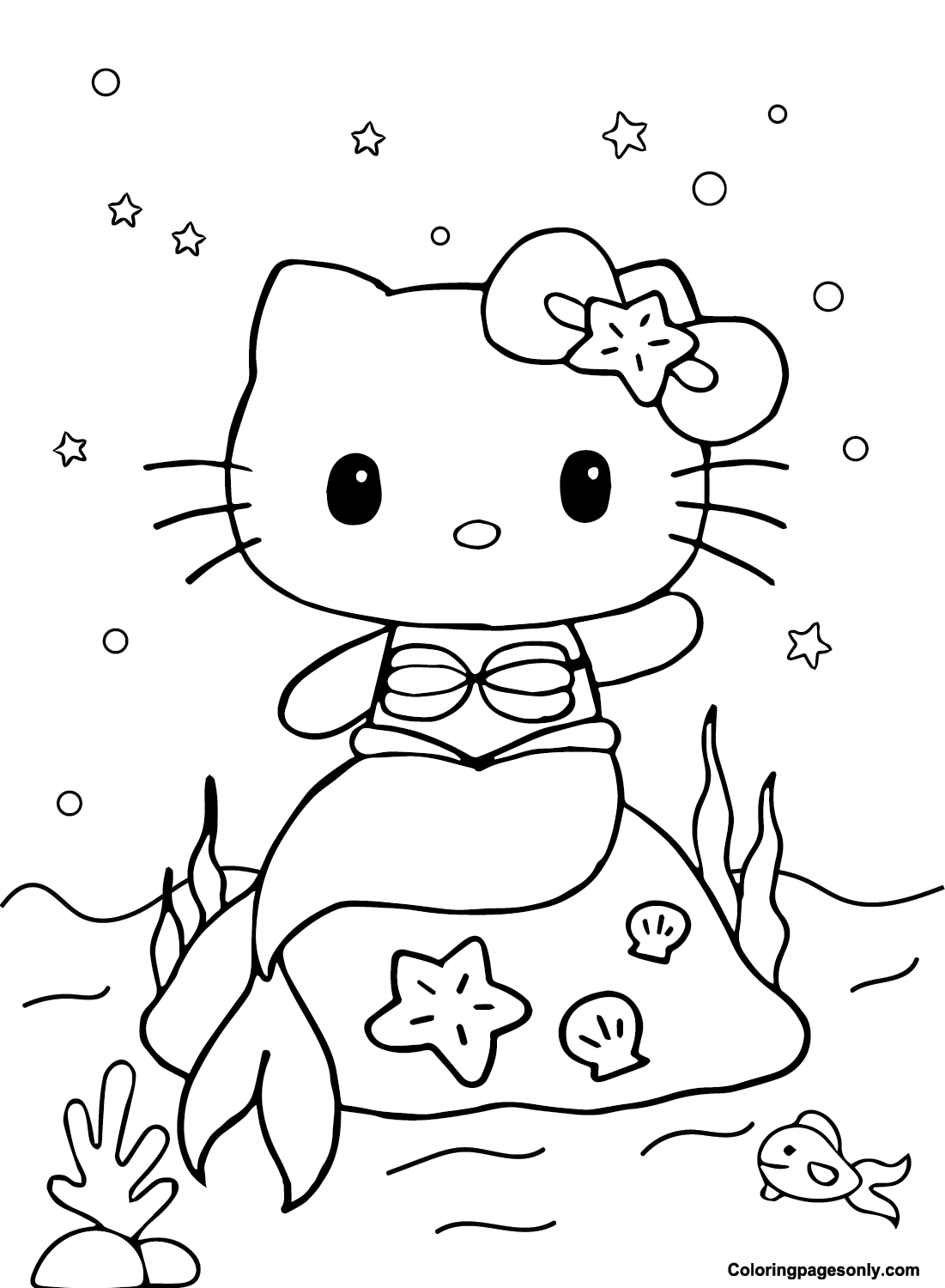 hello kitty bow coloring page