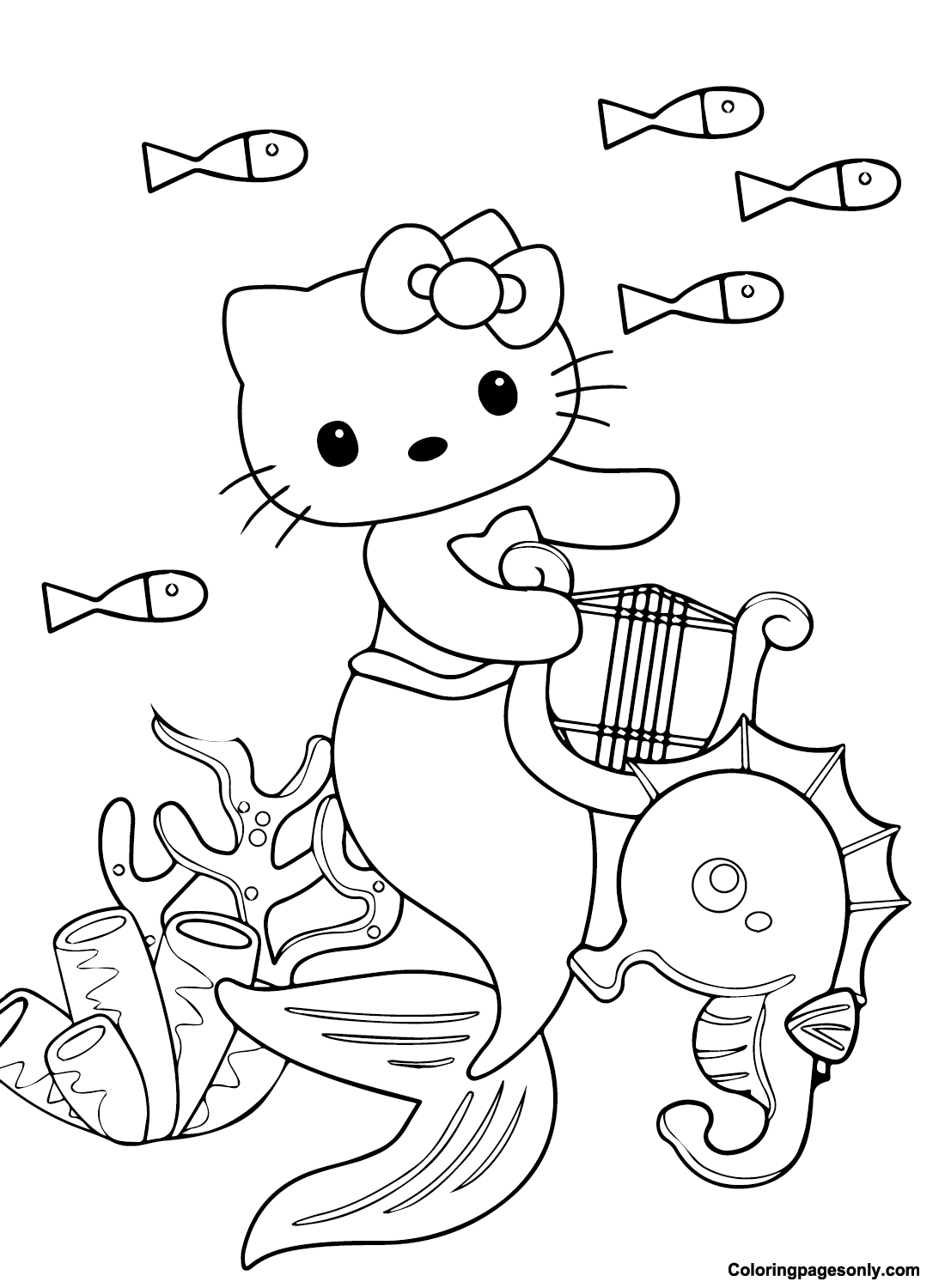 Hello Kitty with I Love You Heart coloring page