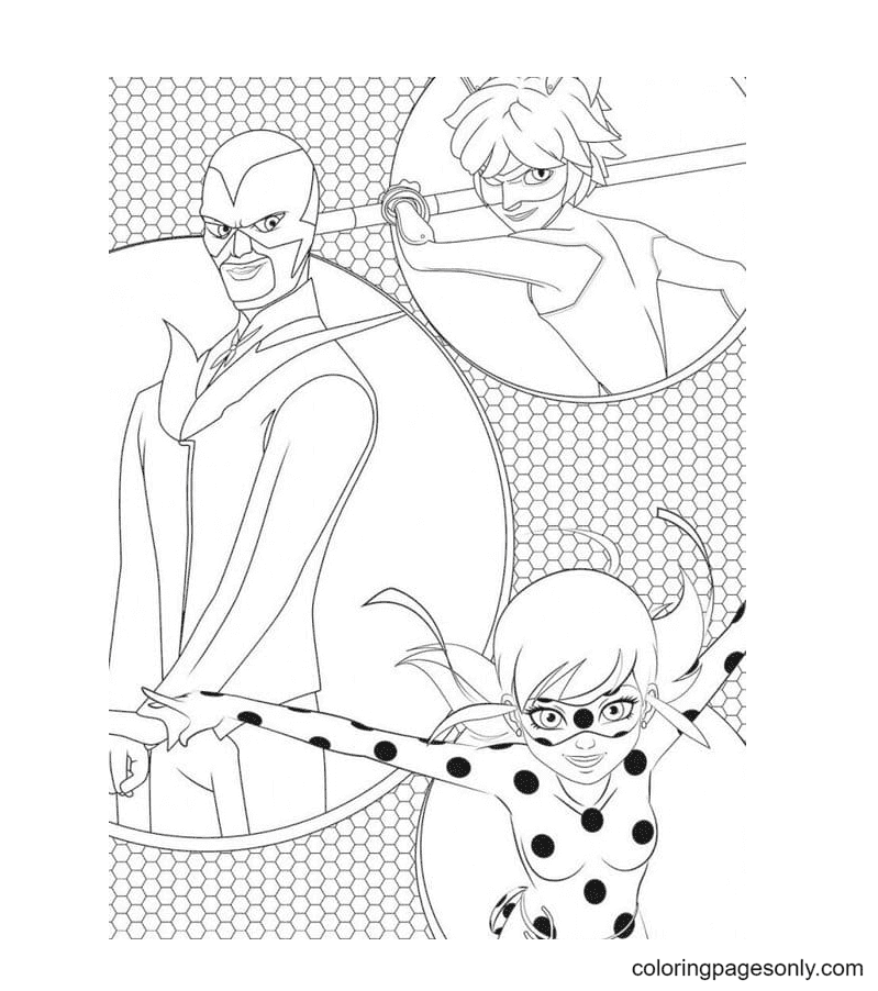 Ladybug and Cat Noir Coloring Pages Printable for Free Download