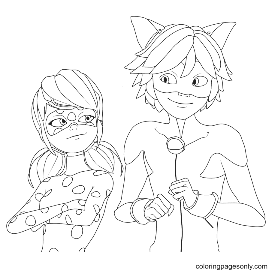 Ladybug and Cat Noir Coloring Pages Printable for Free Download