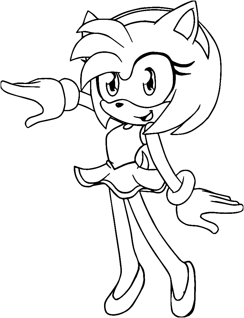 Cute Amy Rose Sonic The Hedgehog Coloring Pages 