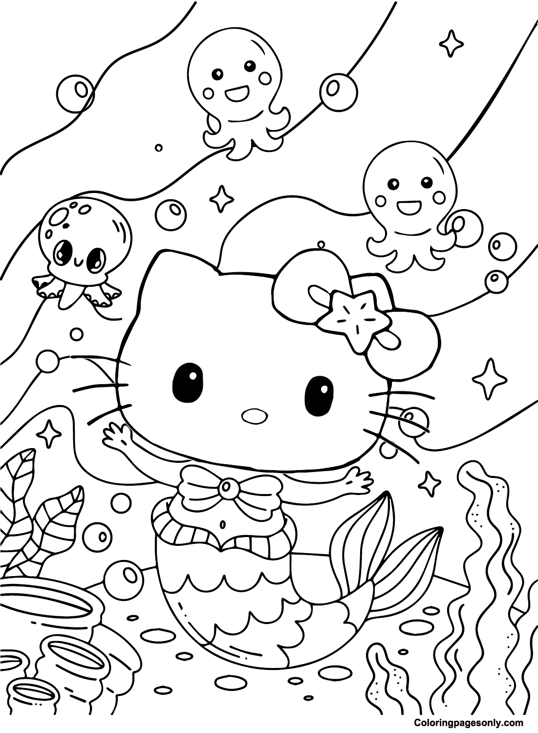 Hello Kitty picture to print and color - Hello Kitty Kids Coloring Pages