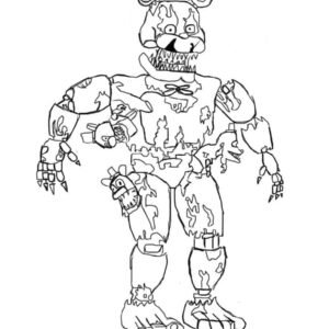 Withered Freddy FNAF Coloring Page for Kids - Free Five Nights at