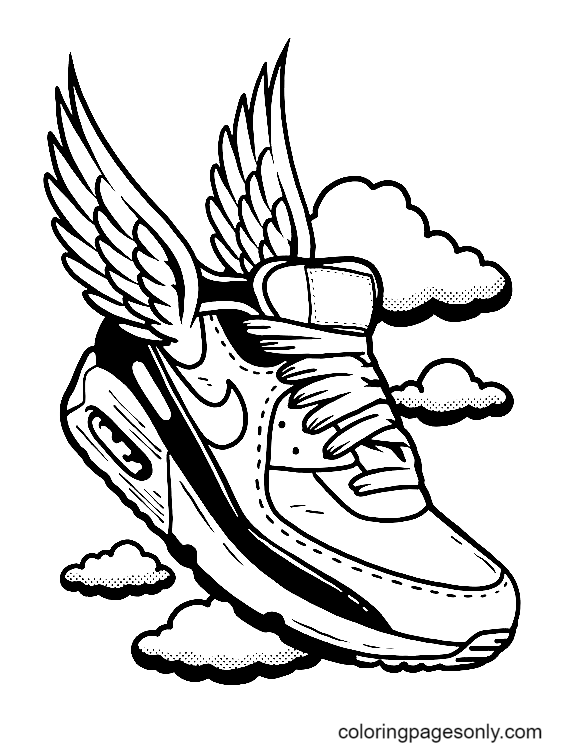 nike shoe outline coloring page