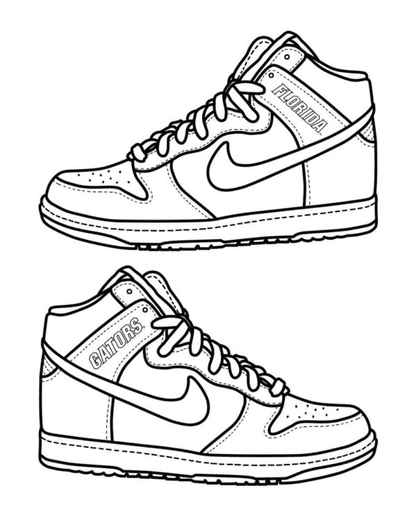 nike shoe outline coloring page