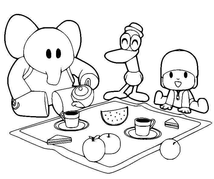 Pocoyo and Toy Panda Coloring Pages - Free Printable Coloring Pages
