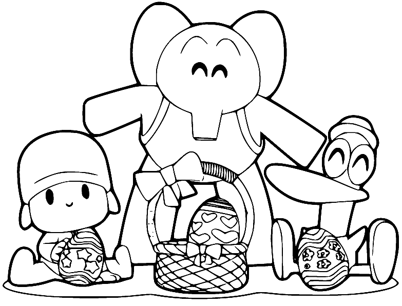 Pocoyo And Friends Play With The Ball coloring page