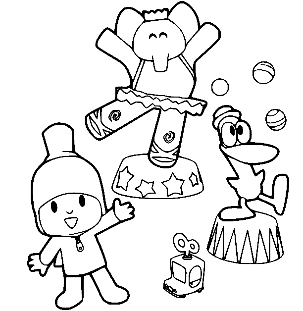 Pocoyo And Friends Play With The Ball coloring page