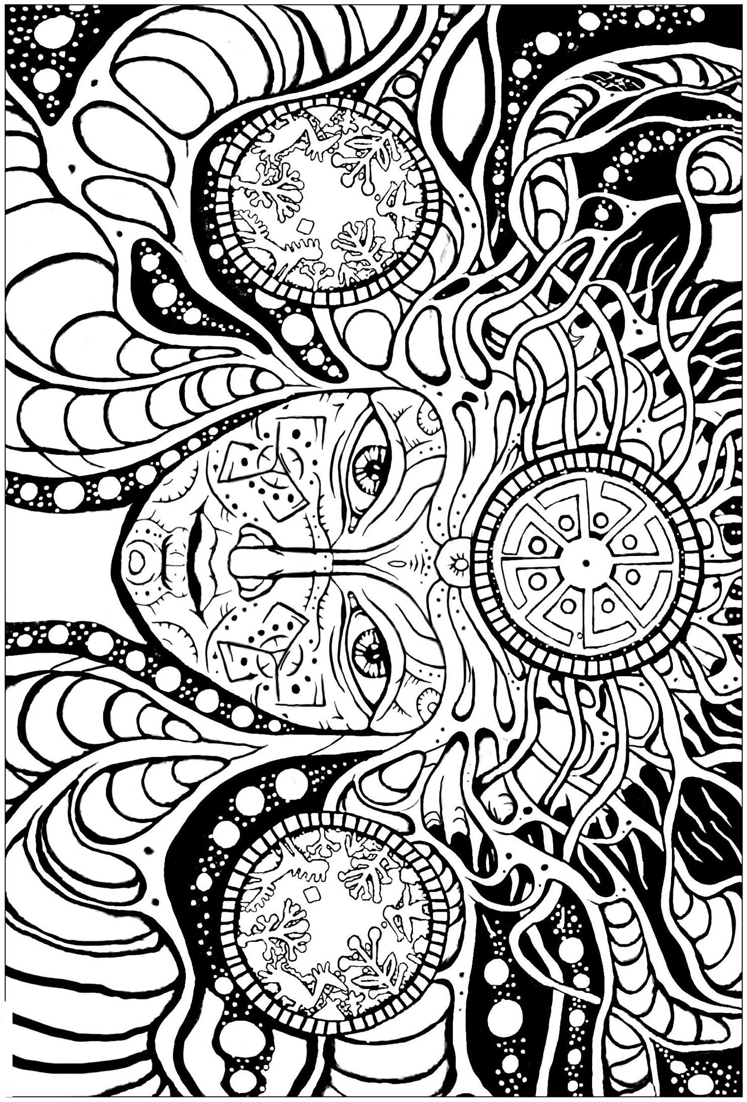 30 Trippy Psychedelic Coloring Pages For Adults