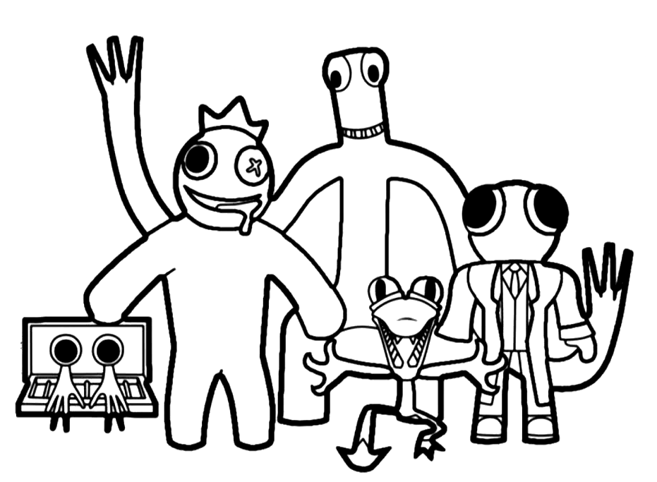 Green Happy Rainbow Friends Roblox Coloring Page in 2023