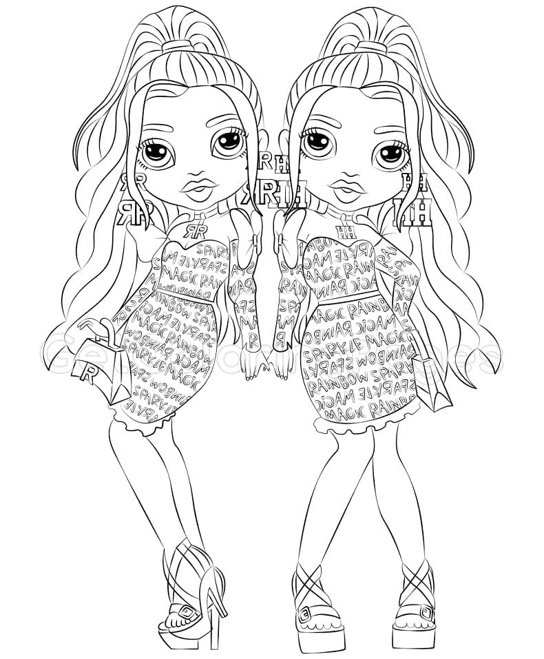 Rainbow High Girls Coloring Pages Pajama Party - Get Coloring Pages