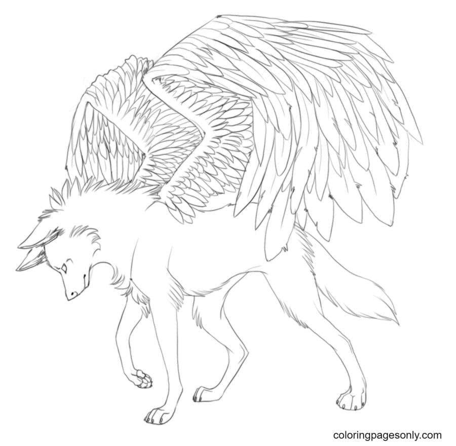 Wolf With Wings Coloring Pages Printable for Free Download