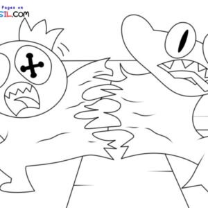 Cyan Rainbow Friends Coloring Pages in 2023