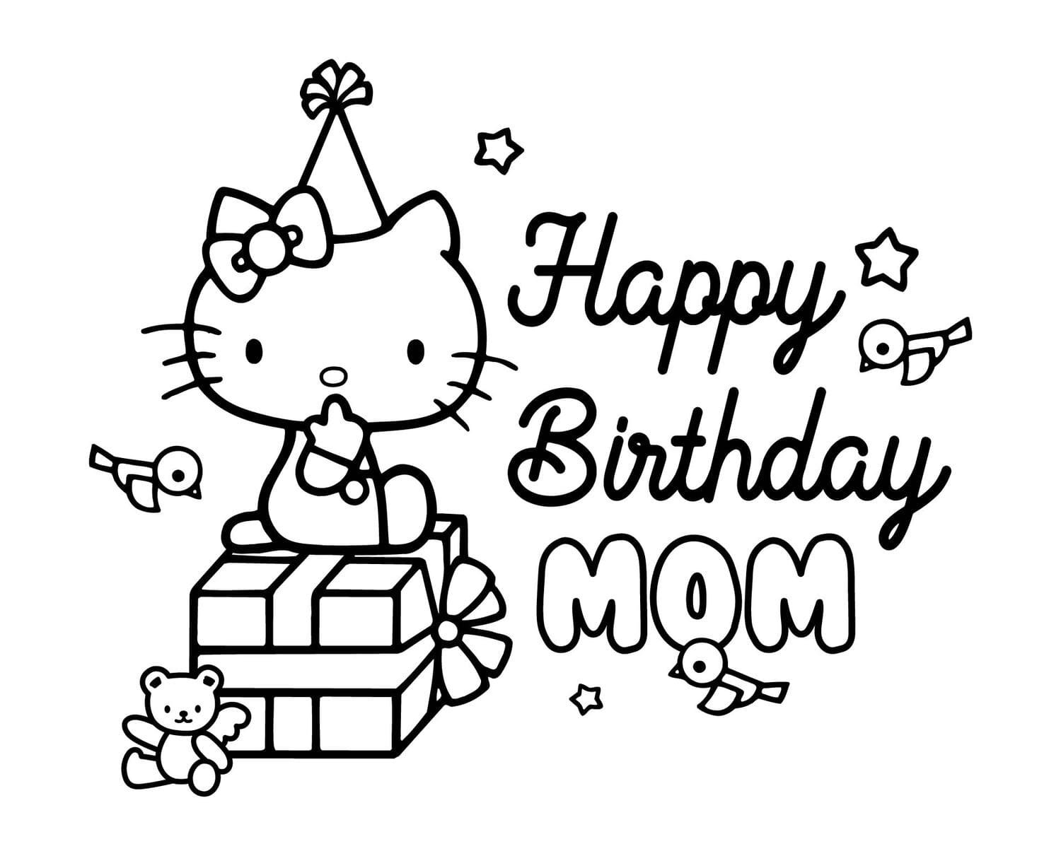 Printable Coloring Birthday Card for Mom. Cute Mom Birthday - Etsy Denmark